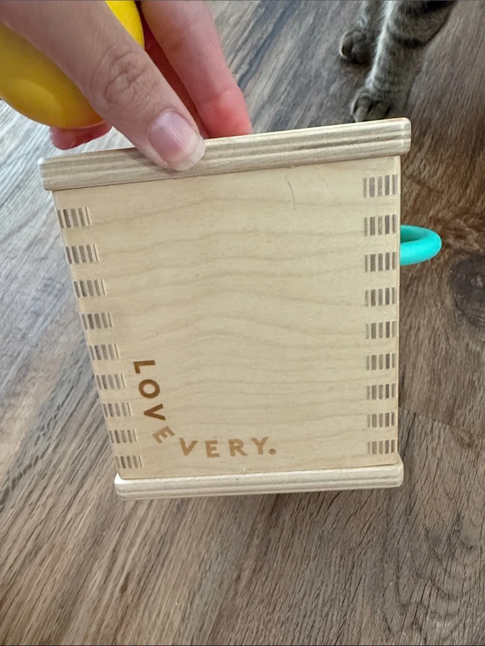 LOVEVERY Hide & Find Drop Box Baby Toddler Wood Toy with Ball 9M+